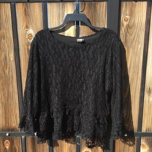 Zadie B’s black lace top, quarter length sleeves